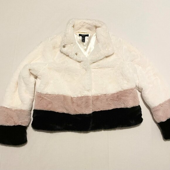 Forever 21 Faux Fur Jacket Womens Size Large - Picture 1 of 15